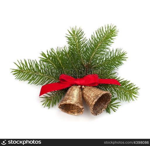 Christmas decoration with bells isolated on white background