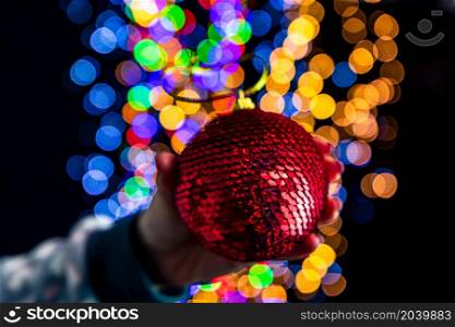 Christmas decoration with bokeh Christmas lights