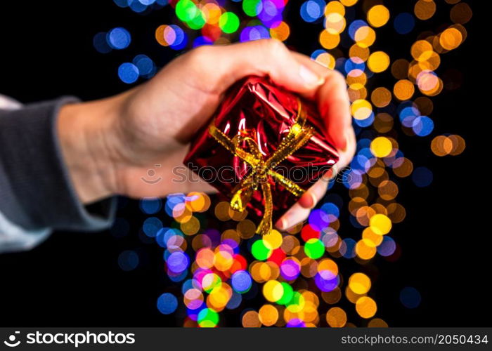 Christmas decoration with bokeh Christmas lights