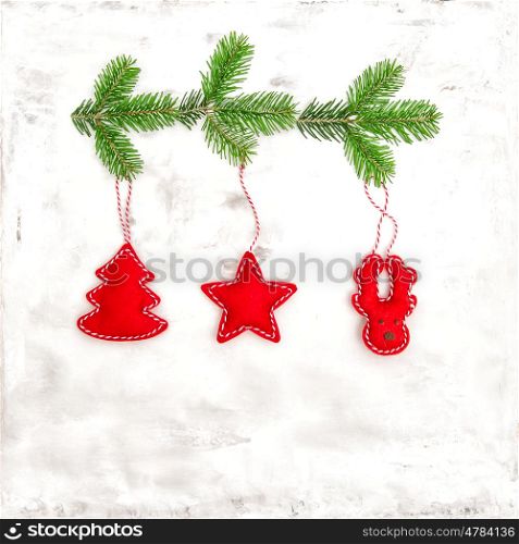 Christmas decoration with pine tree branches. Holidays background