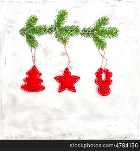 Christmas decoration with pine tree branches. Holidays background