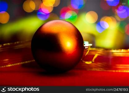 Christmas decorations against lights background