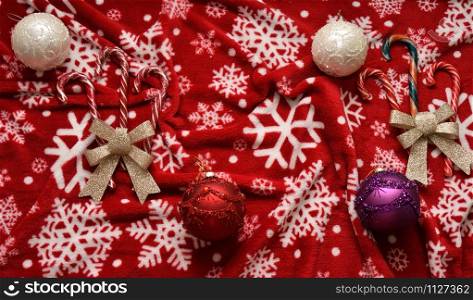 Christmas decorations and Christmas caramel or Christmas candy