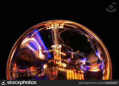 Christmas decorations in a fisheye lens