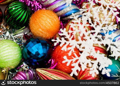 Christmas decorations in festive holiday concept