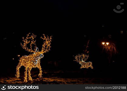 Christmas decorations in the gardens of Cismigiu park located in downtown Bucharest, Romania