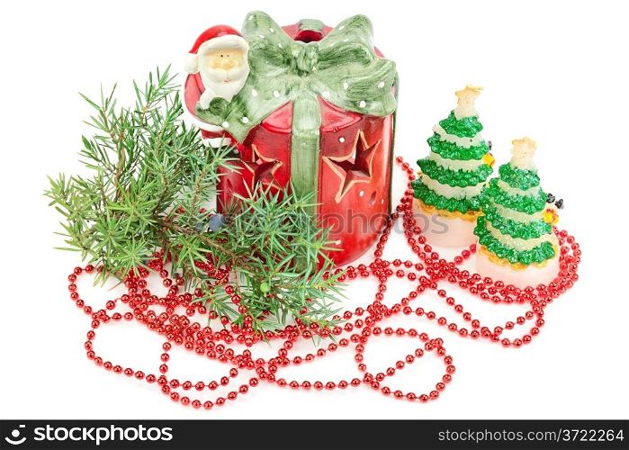 Christmas decorations isolated on white background