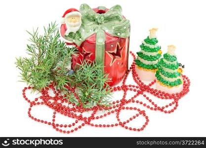 Christmas decorations isolated on white background