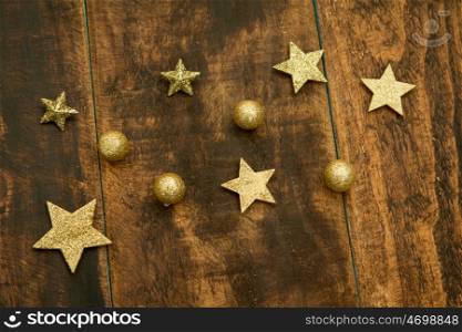 Christmas decorations on a rustic wooden board