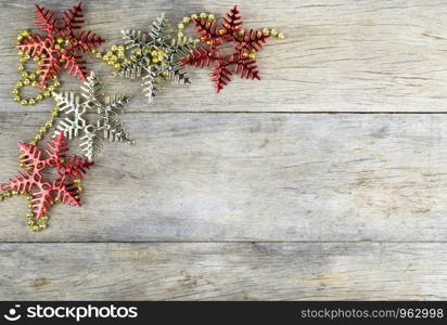 Christmas decorations on old wooden background. with copy space,