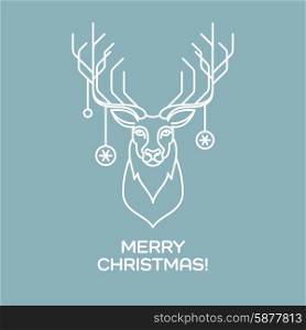 Christmas deer. Line art. Vector illustration. Christmas deer. Line art. Vector illustration EPS 10