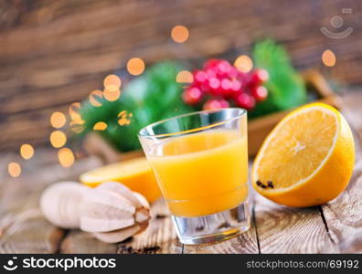 christmas drink in glass and on a table