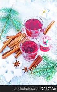 christmas drink with spice on a table