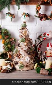 Christmas fair, Large Choice of aromatic natural wreathes. Christmas fair decor