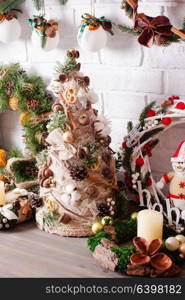 Christmas fair, Large Choice of aromatic natural wreathes. Christmas fair decor