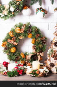 Christmas fair wreathes. Christmas fair, Large Choice of aromatic natural wreathes