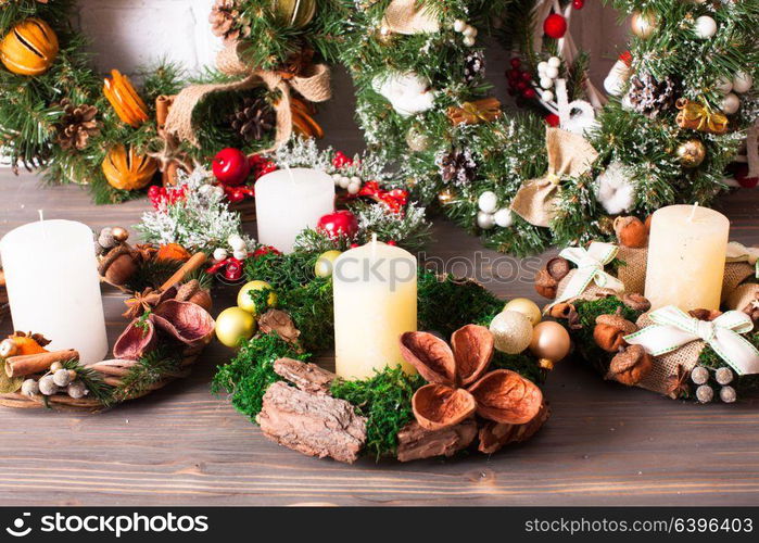 Christmas fair wreathes. Christmas fair, Large Choice of aromatic natural wreathes