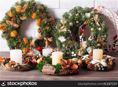 Christmas fair wreathes. Christmas fair, Large Choice of aromatic natural wreathes