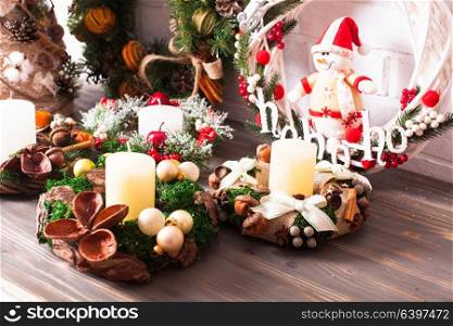 Christmas fair wreathes. Christmas fair, Large Choice of aromatic natural wreathes