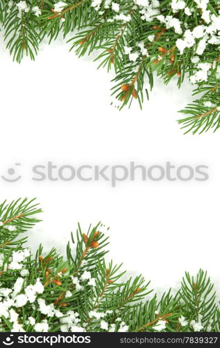 Christmas framework with snow isolated on white background