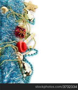 Christmas garland, border with decoration, ornament on white background
