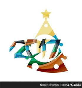 Christmas geometric banner, 2017 New Year. illustration