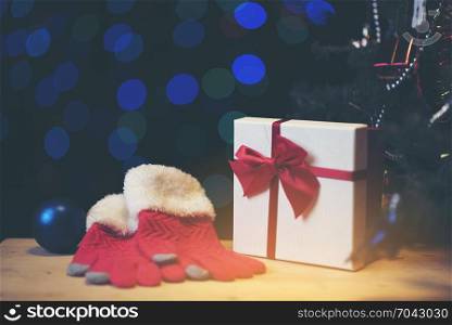 christmas gift box decoration in vintage filter light image