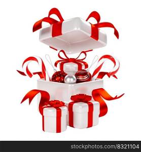 Christmas gift box isolated with clipping path 3d render