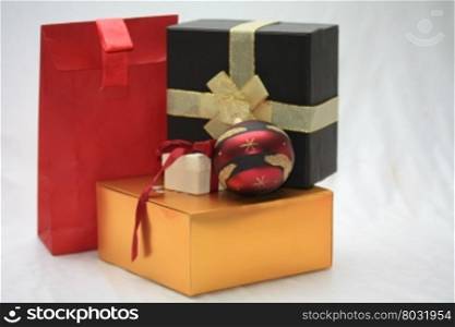Christmas gifts in red, black and gold