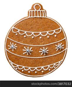 Christmas gingerbread ball cookie isolated on white background