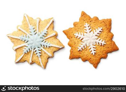 Christmas gingerbread cookies isolated on white