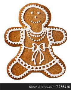 Christmas gingerbread woman isolated on white background