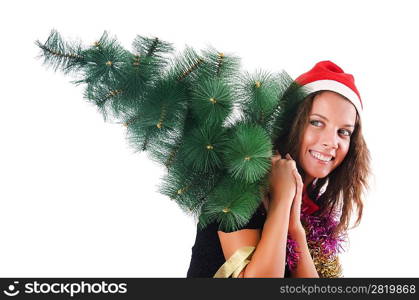 Christmas girl isolated on the white