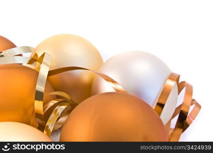 christmas glass balls decorated with ribbons