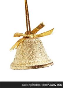 Christmas gold bell isolated on a white background