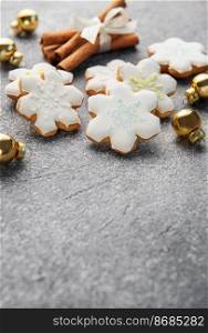 Christmas homemade gingerbread cookies.  Christmas Holiday Background. 