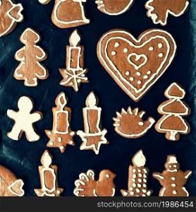 Christmas homemade gingerbread cookies. Festive concept with baking on Christmas time.