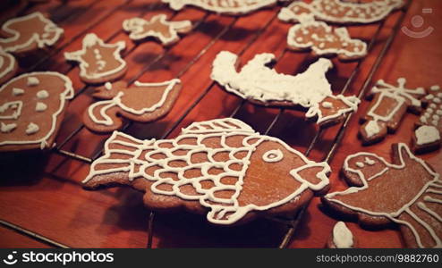 Christmas homemade gingerbread cookies. Festive concept with baking on Christmas time.