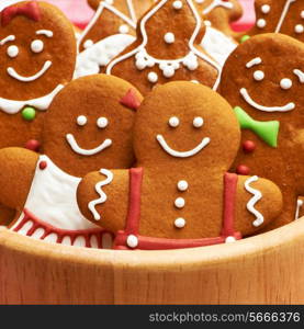 Christmas homemade gingerbread cookies on table