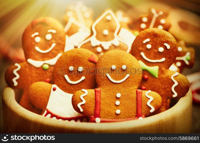 Christmas homemade gingerbread cookies on table