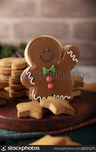 Christmas Homemade gingerbread man cookies, traditionally made at wintertime and the holidays.