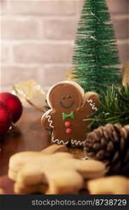 Christmas Homemade gingerbread man cookies, traditionally made at wintertime and the holidays.