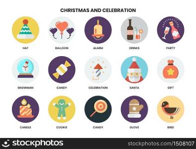 Christmas icons set for business, marketing, management