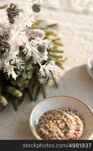 Christmas interior in natural light of sunny day