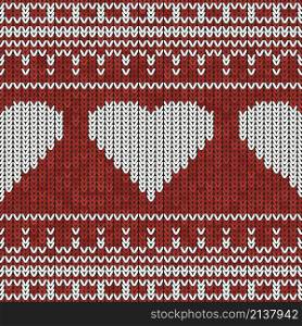 Christmas Knit Print. Scandinavian Red Knitted Border. Wool Pullover. Sweater Ugly Frame. Holiday Heart Ornament. Festive Crochet.. Christmas Knit Print. Scandinavian Red Border Wool Pullover. Sweater Ugly. Holiday Heart Ornament. Festive Crochet
