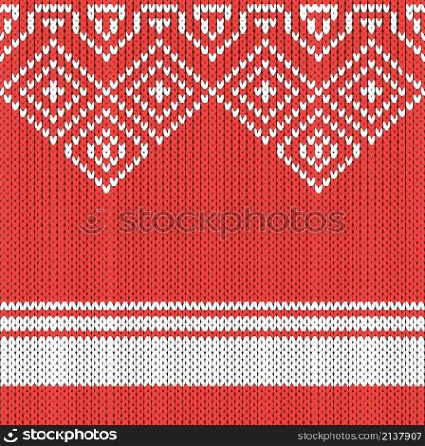 Christmas Knit Print. Scandinavian Red Knitted Border. Wool Pullover. Sweater Ugly Frame. Holiday Square Ornament. Festive Crochet.. Christmas Knit Print. Red Knitted Border. Wool Pullover. Sweater Ugly Frame. Scandinavian Ornament. Festive Crochet