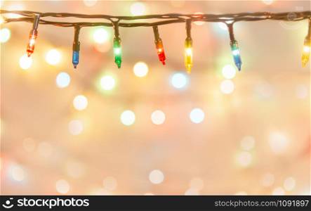 Christmas lights background. Defocused Background With Blurred Bokeh.