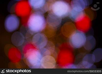 christmas lights defocused background. christmas red and blue lights bokeh defocused background