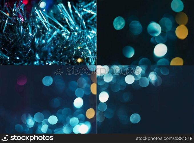 Christmas lights for wallpaper. Set of four holiday blurred backgrounds