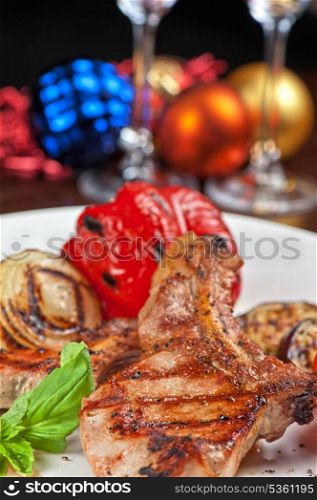Christmas meat with vegetable for Holiday dinner